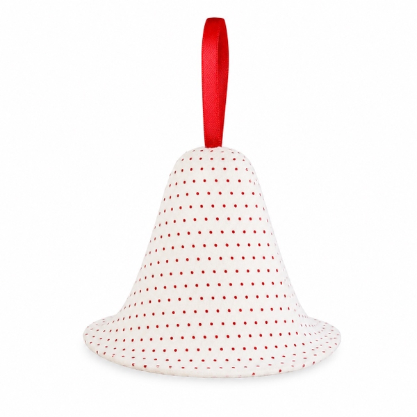 Mekong Quilts Christmas Ornament - White Polka Dot Bell