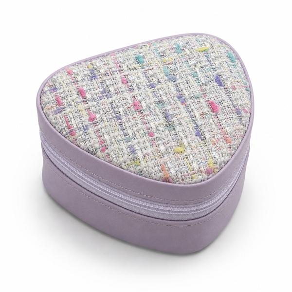 Heart Jewelry Box in Lilac With Gold Tweed