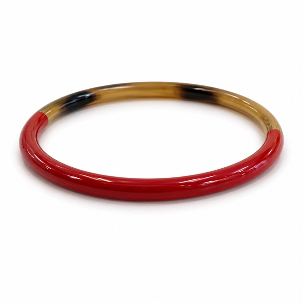 AZIET -  Buffalo Horn & Lacquer Round Bracelet in Red