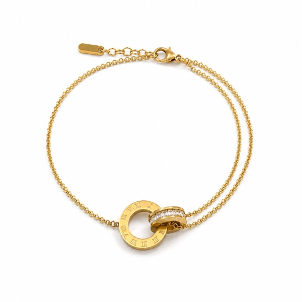 ROUGE - 18K Gold Plated Bracelet With Roman Numerals Pendant