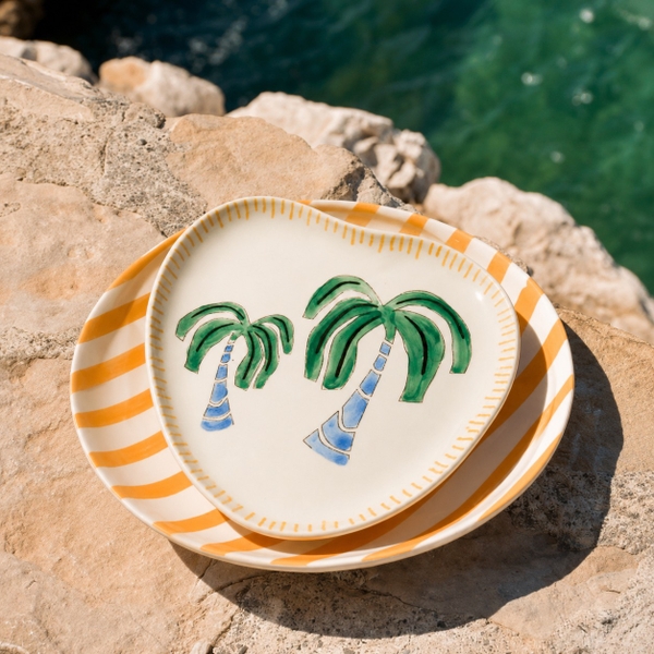 BÁT TRÀNG CERAMIC - Palm Tree Heart Plate