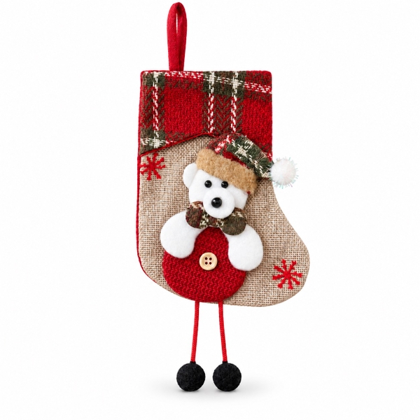 CHRISTMAS - Small Wool Stocking in White Bear