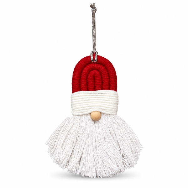 CHRISTMAS - Macrame Ornament in Red Gnome