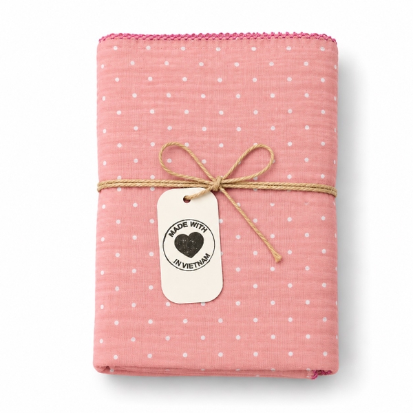 KID & BABY - Muslin Blanket in Pink Polka Dot