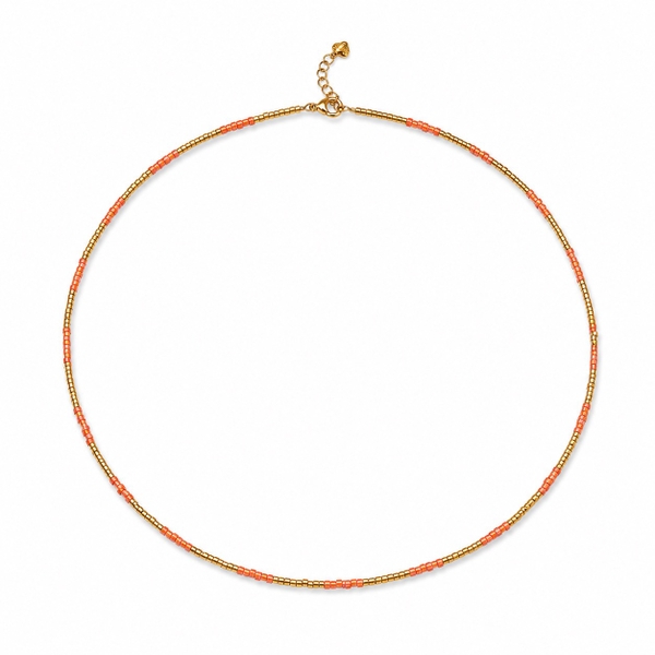 HUMANITY HANOI -  Peach & 24K Gold Plated Bead Necklace