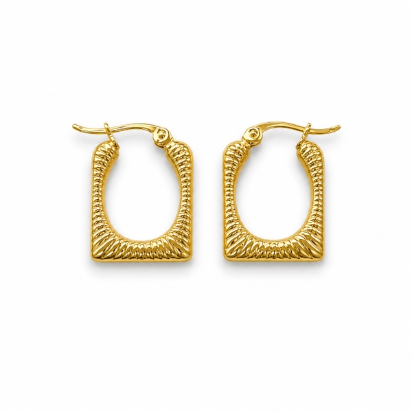 MIALIE - 18K Gold Plated Rounded Rectangle Earrings