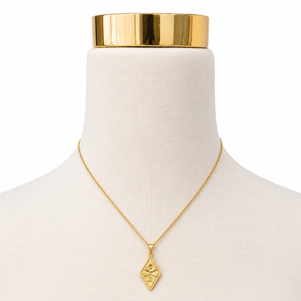 ROUGE - 18K Gold Plated Necklace With Sun & Moon Pendant
