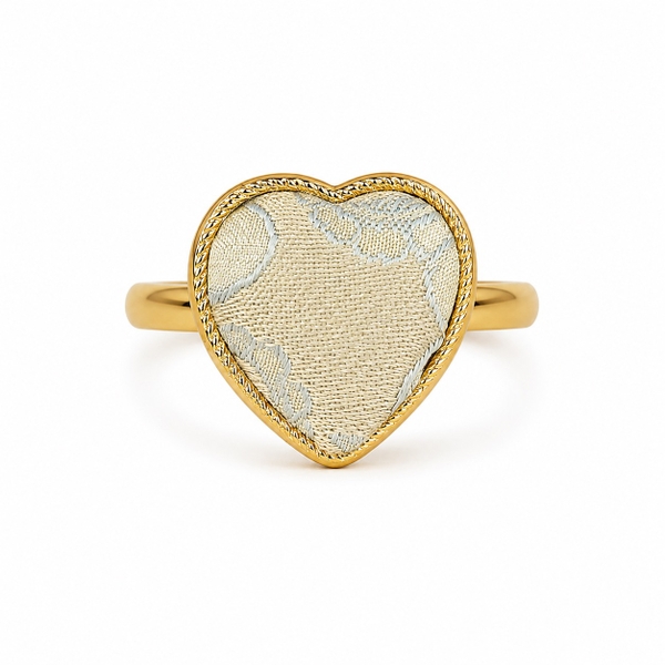 MỘC SAN - 16K Gold Plated & Silk Ring in Ivory Heart