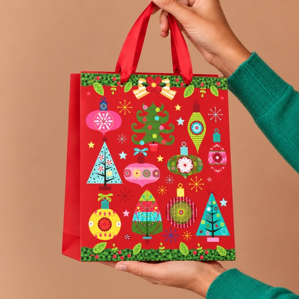 CHRISTMAS - 'Pine Tree & Bauble' Paper Gift Bag