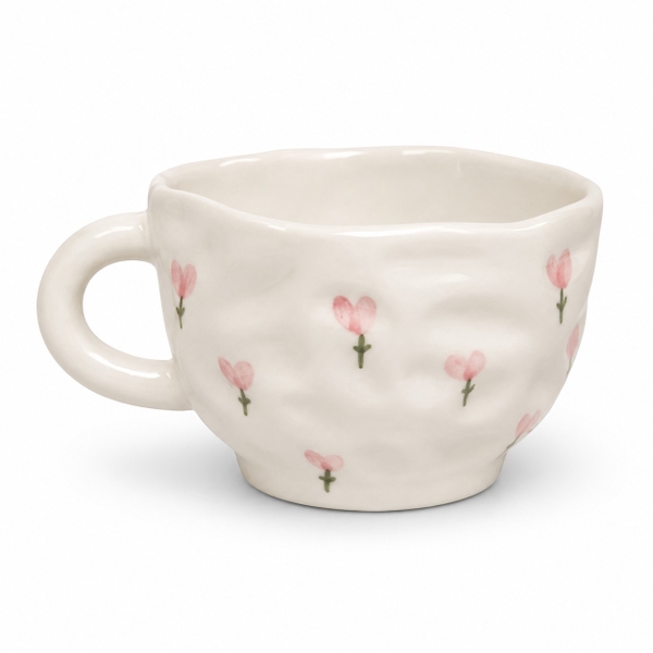 BAT TRANG -  Ceramic Short Wasabi Mug In Tulip