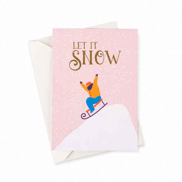 WHITE RABBIT LETTER PRESS - 'Let It Snow' Christmas Card