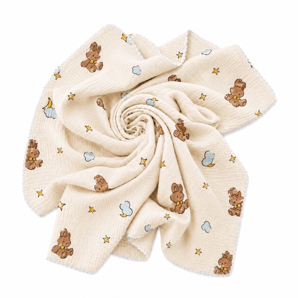 Muslin Blanket For Babies - Good Night Bunny
