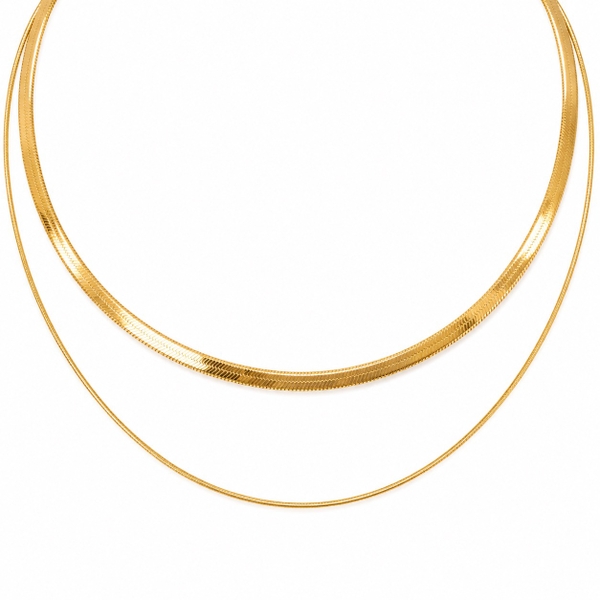 MIALIE - 18K Gold Plated Double Chain Classic Necklace