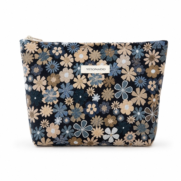 Make Up Purse - Tiny Flower in Navy