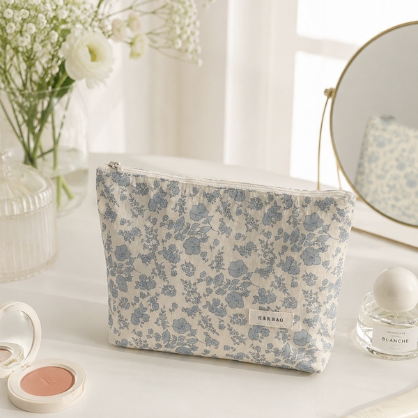 Make Up Purse - Vintage Blue Flower