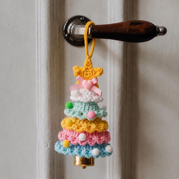 Macrame CHRISTMAS Ornament - CHRISTMAS Tree With Bell in Blue
