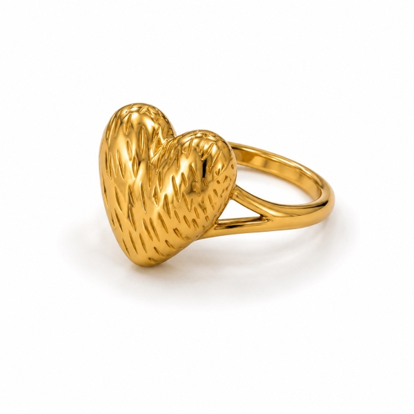 ROUGE - 18K Gold Plated Texture Heart Ring