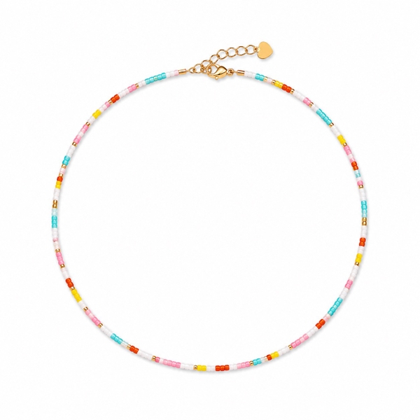 HUMANITY HANOI -  Rainbow & 24K Gold Plated Bead Necklace