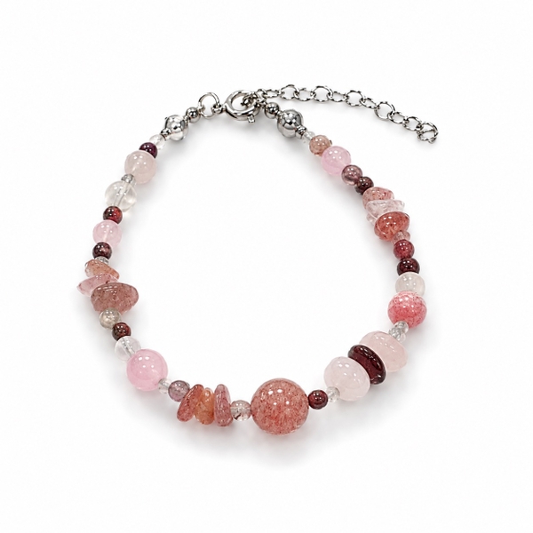 MERAKI TOWN - Mix Stone Bracelet In Garnet, Rose Quartz, Strawberry Quartz, Labradorite, Rhodochrosite & Tourmaline