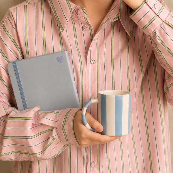 BÁT TRÀNG CERAMIC - Striped Mug in Blue