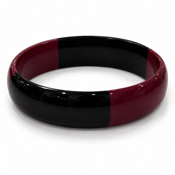 AZIET -  Buffalo Horn & Lacquer Medium Flat Bracelet in Raspberry