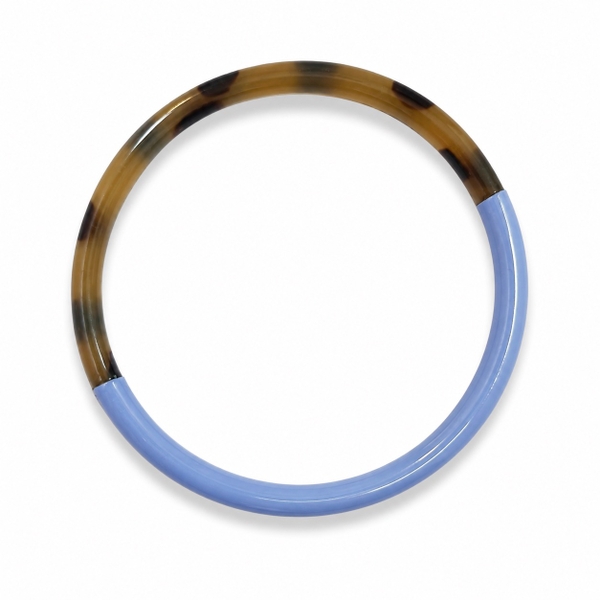 AZIET -  Buffalo Horn & Lacquer Round Bracelet in Blue & Leopard