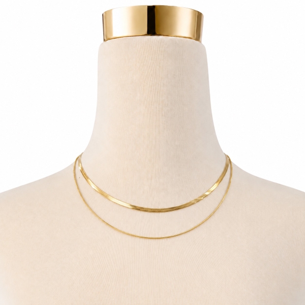 MIALIE - 18K Gold Plated Double Chain Classic Necklace