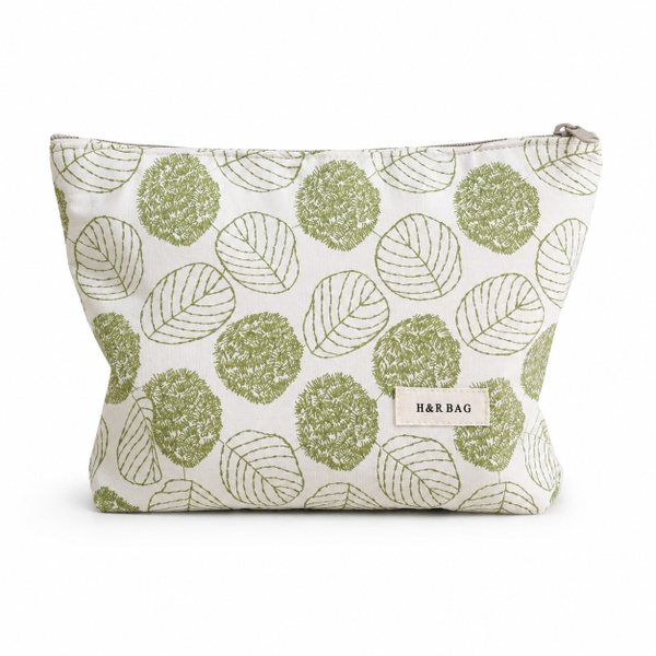 Make Up Purse - Leaf in White