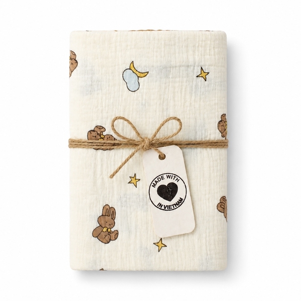 Muslin Blanket For Babies - Good Night Bunny