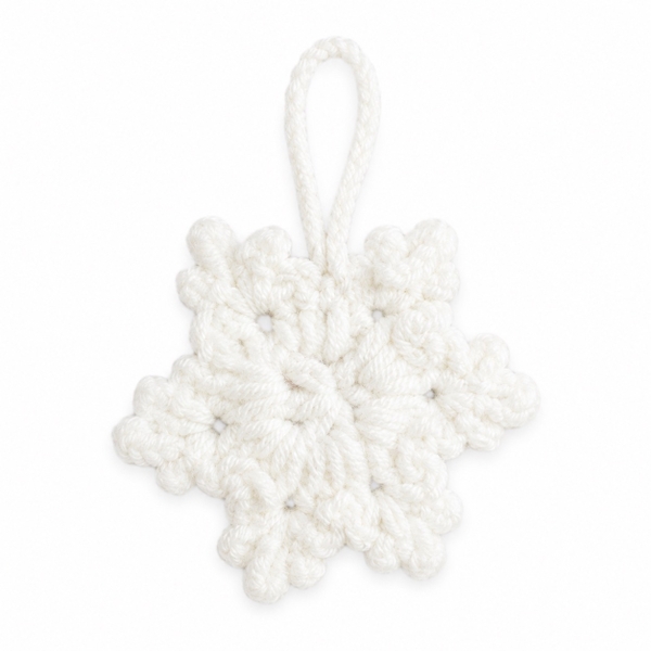 Macrame Christmas Ornament - Small Snowflake in White