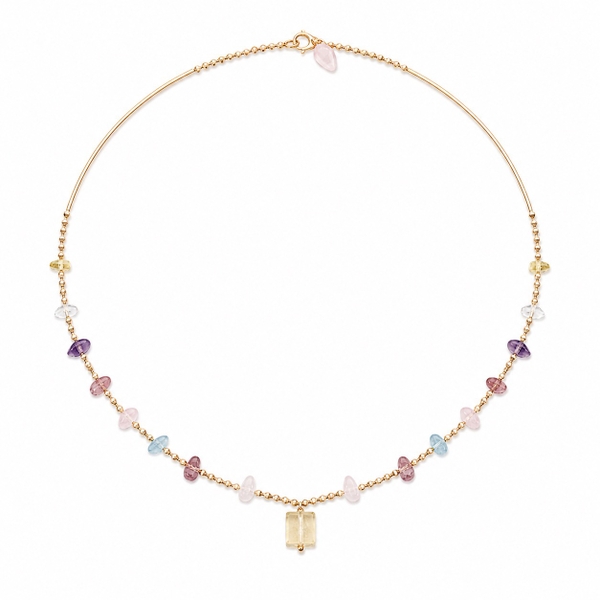 MERAKI TOWN - Mix Stone Necklace In Citrine