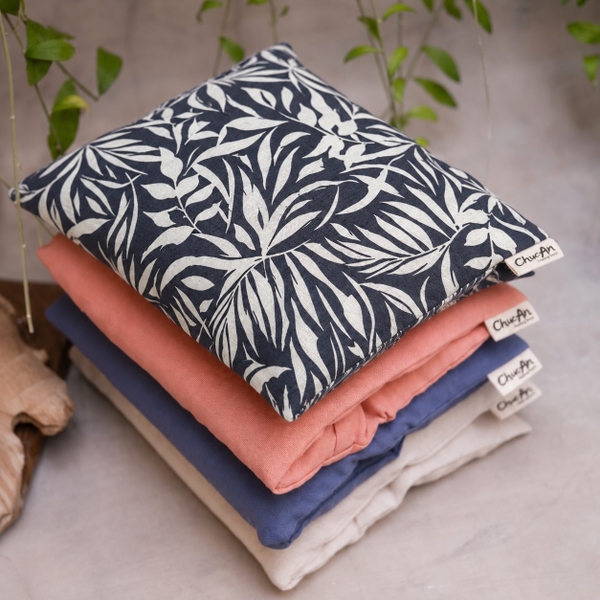 CHÚC AN - Large Herbal Herb Bag in Navy With White Leaf No.02