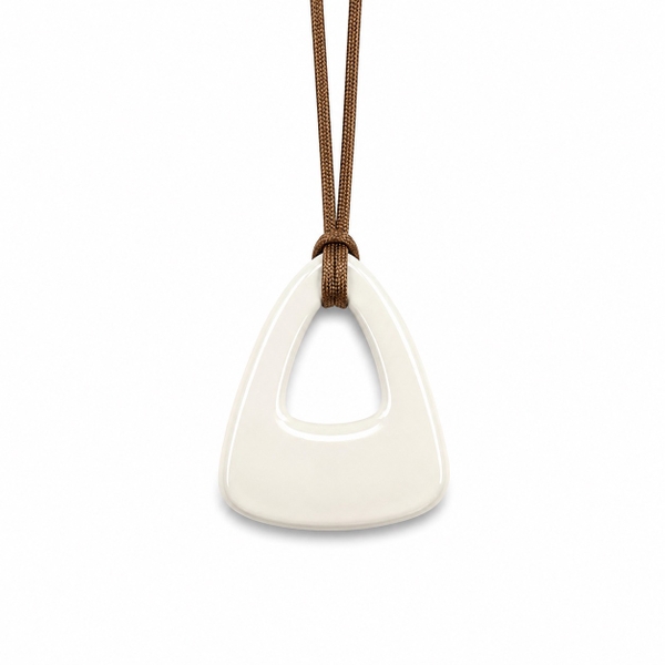 AZIET -  Buffalo Horn & Lacquer Necklace In Triangle White Pendant