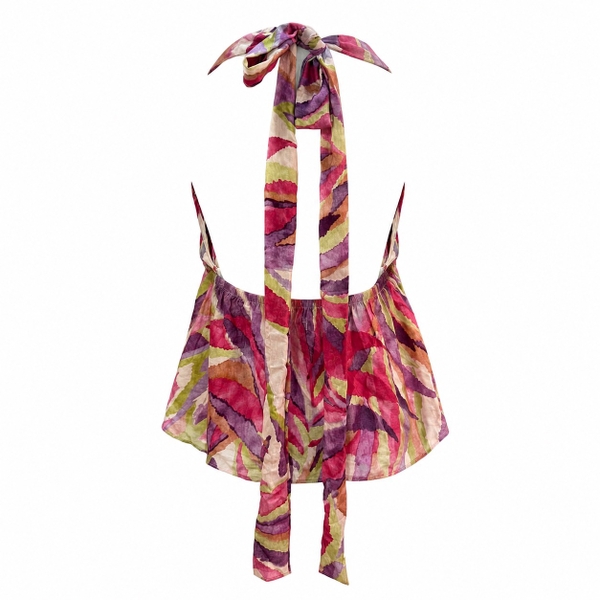 HUMANITY HANOI - Ruch Halter Top With Ruffle in Autumn Foliage