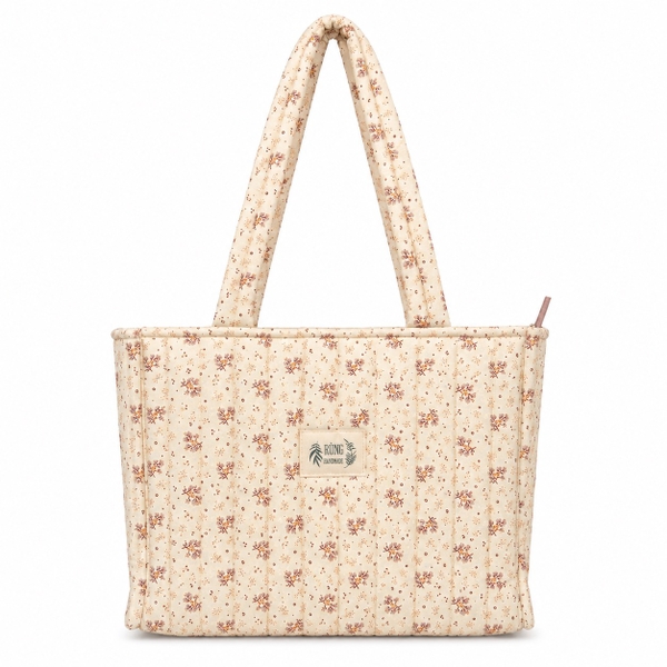 RUNG HANDMADE - ‘Flower Cluster in Beige' Quilted Tote Bag