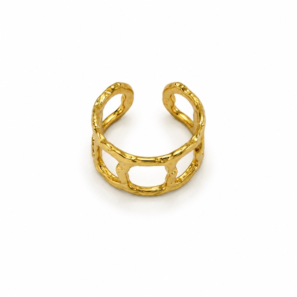 MIALIE - 18K Gold Plated Textured Cut Out Ring