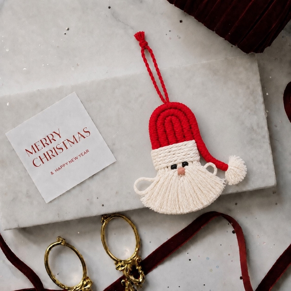 Macrame CHRISTMAS Ornament - Santa in Red