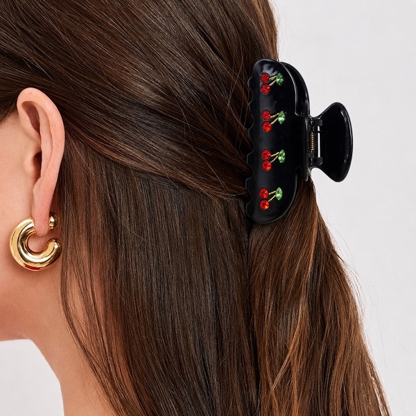 HAIR ACCESSORY - Cherry Hair Claw in Black