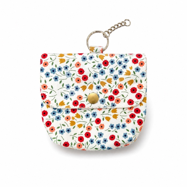 RUNG HANDMADE - 'Wild Flower' Wallet Keychain With Flap