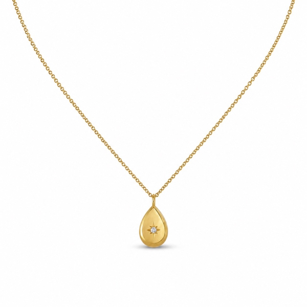 MIALIE - 18K Gold Plated North Star Teardrop Pendant Necklace