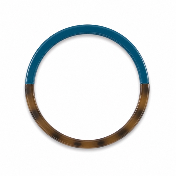 AZIET - Buffalo Horn & Lacquer Slim Bracelet in Teal & Leopard