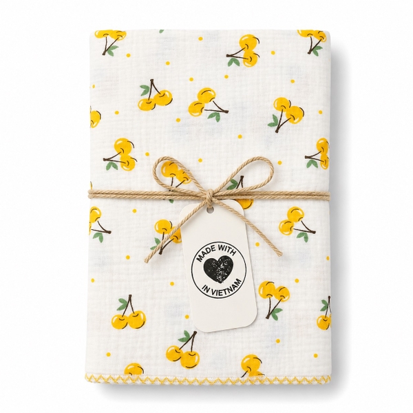 Muslin Blanket For Babies - Yellow Cherry