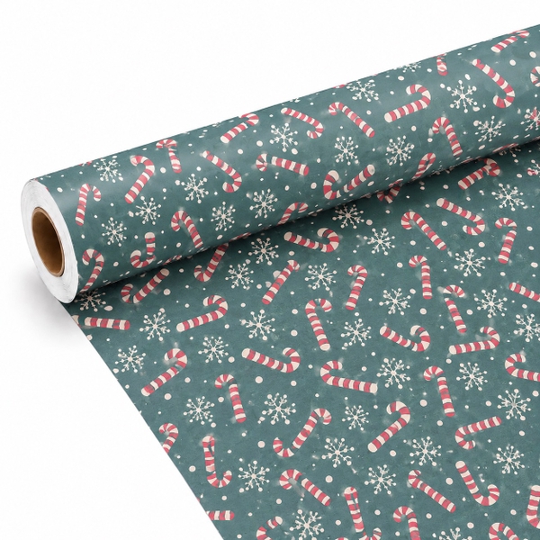 TIỆM CÁ TRỨNG - 'Candy Cane Snowfall' Christmas Wrapping Paper