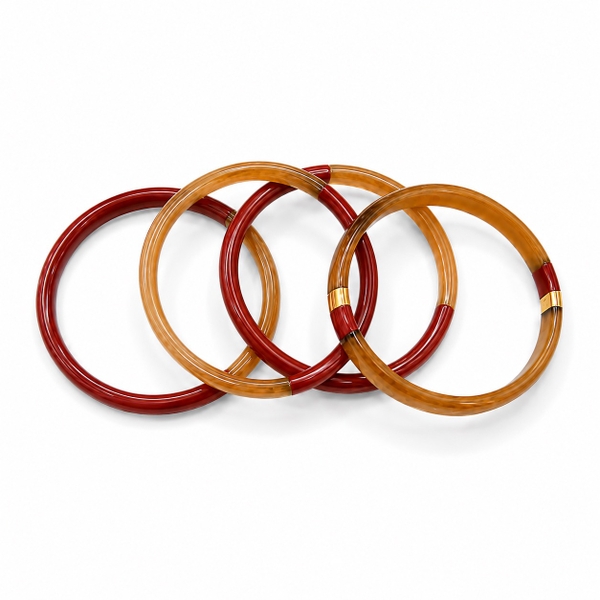 AZIET -  Buffalo Horn & Lacquer Set Bracelet in Brick