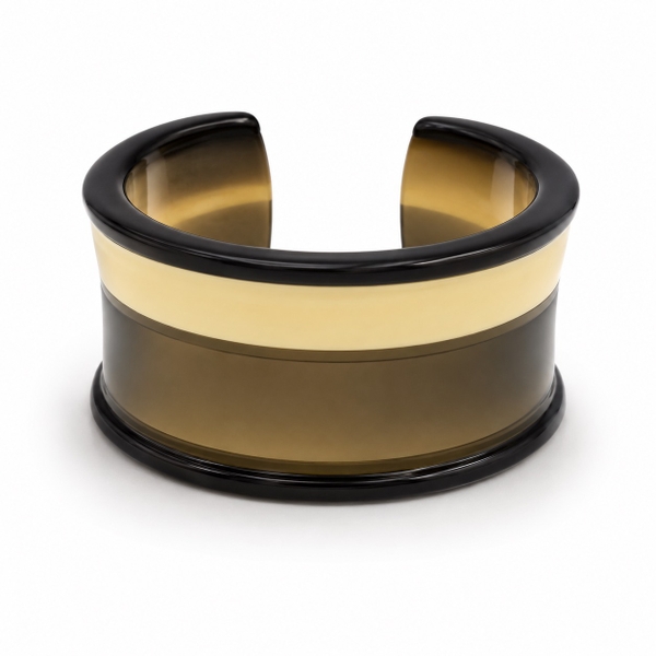 AZIET -  Buffalo Horn & Lacquer Cuff In Cream & Grey