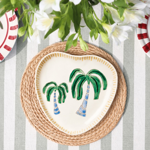 BÁT TRÀNG CERAMIC - Palm Tree Heart Plate