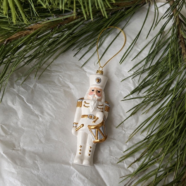 Poly CHRISTMAS Ornament - Nutcracker in White