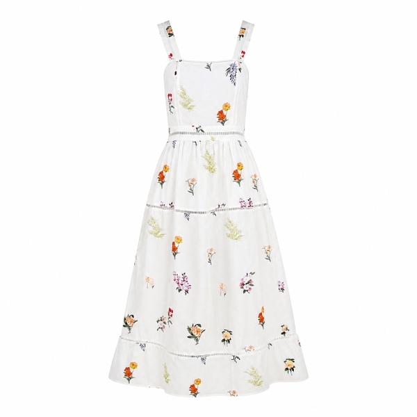 HUMANITY HANOI - Two Strap Dress In White With Floral