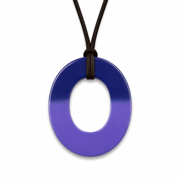 AZIET -  Buffalo Horn & Lacquer Necklace In Purple & Navy