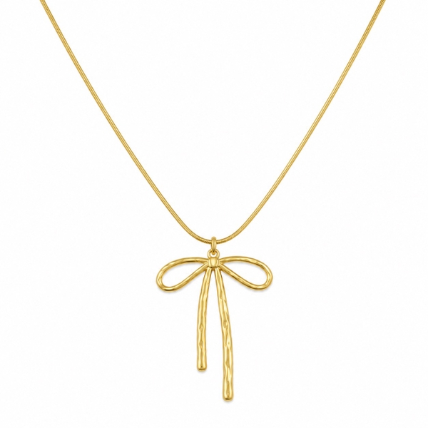 ROUGE - 18K Gold Plated Necklace with Large Ribbon Pendant